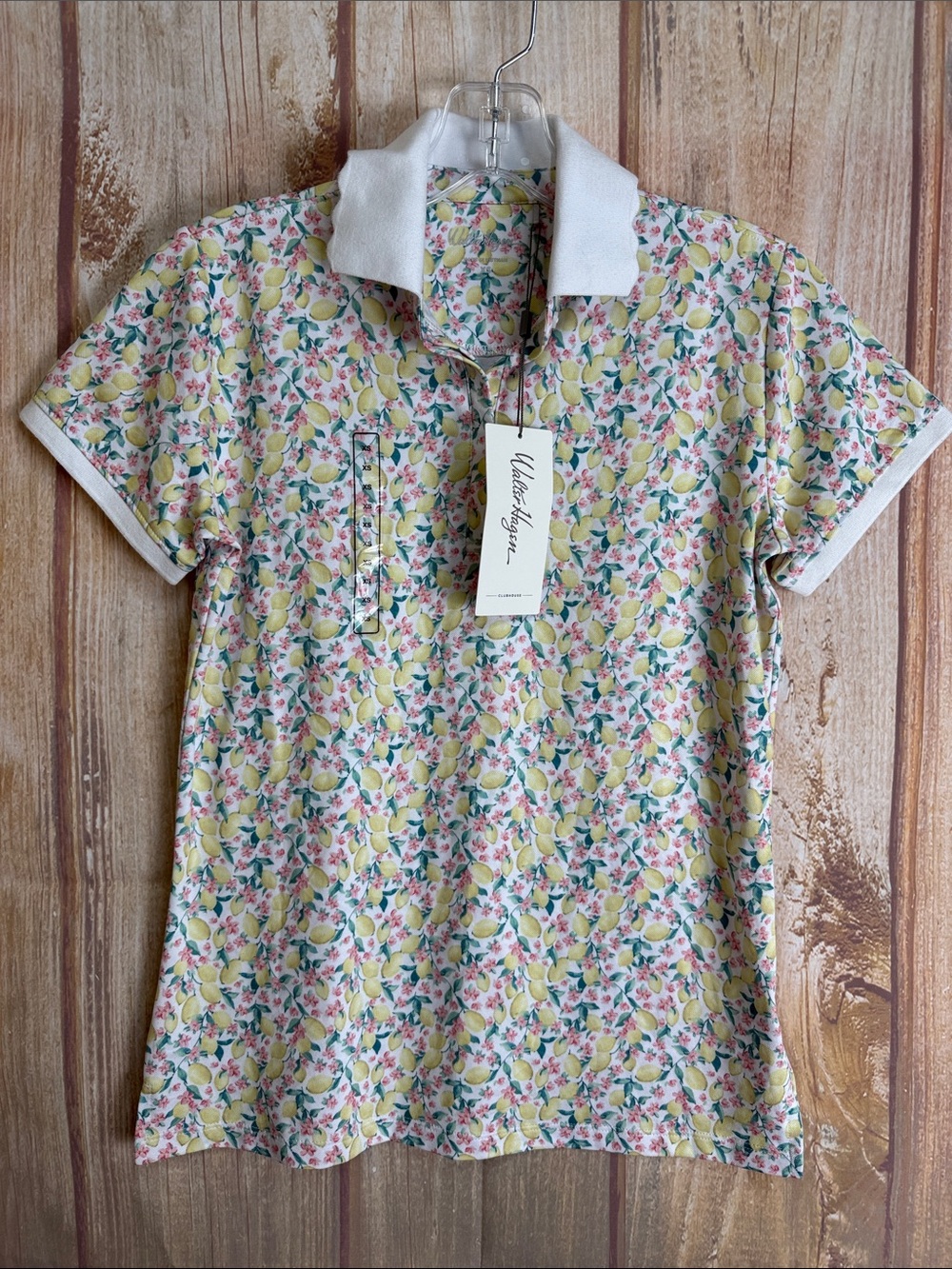 NWT Walter Hagen Fresco Ditsy Lemon Polo Shirt Size XSmall